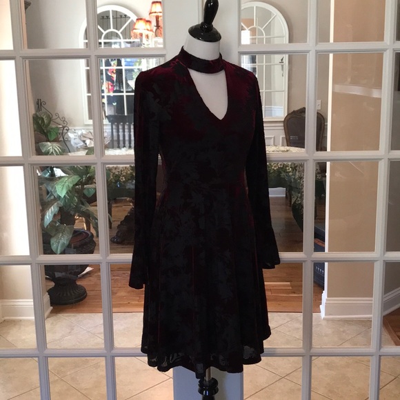 Ivanka Trump RED Faux Velvet, Sheer Dress - Picture 4 of 8